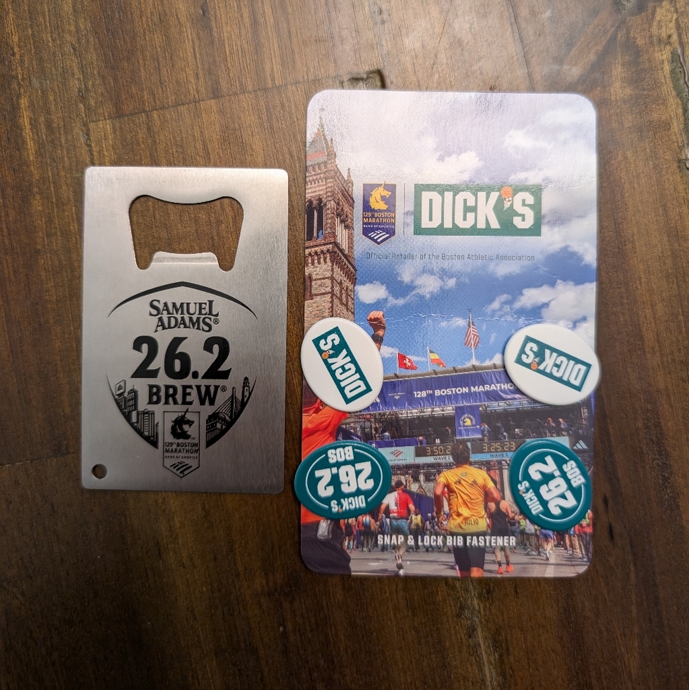 Boston Marathon 2025 26.2 Bib Boards And Sam Adams Bottle Opener